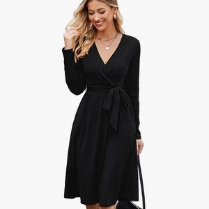 Black Knit Midi Sweater Dress